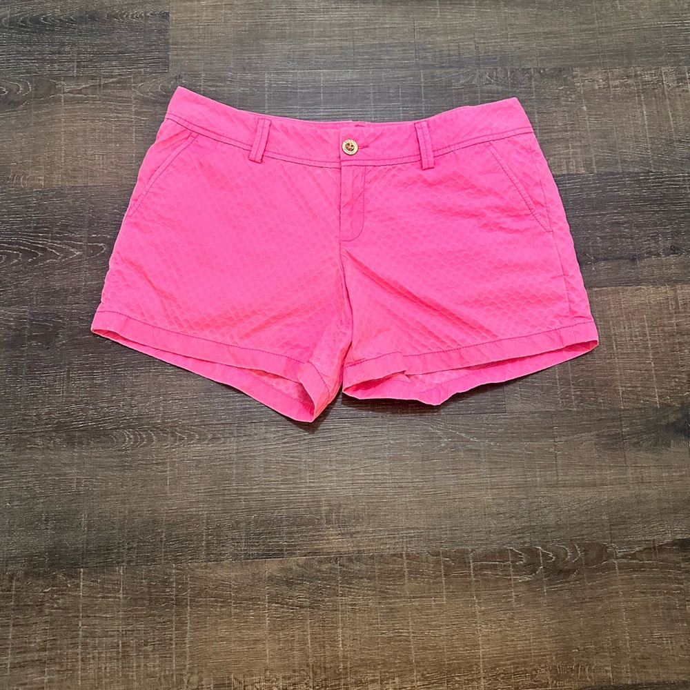 Lilly Pulitzer Callahan Shorts Bright Pink Quilted Texture Size 12